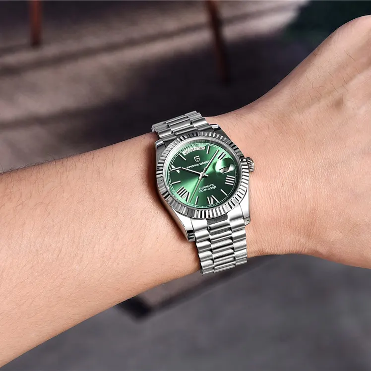 Pagani Design PD-1752 Day-Date Green Dial Men's Watch